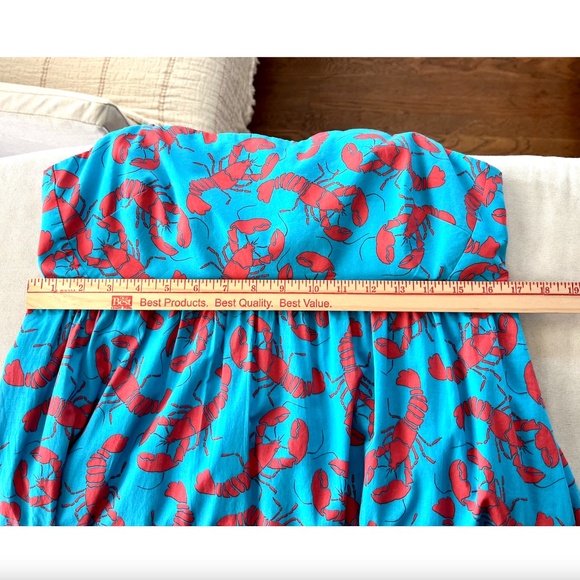 J. CREW FACTORY Strappy Tie-Back Tiered Midi Dress in Blue Lobster Print - 10 - Picture 11 of 13